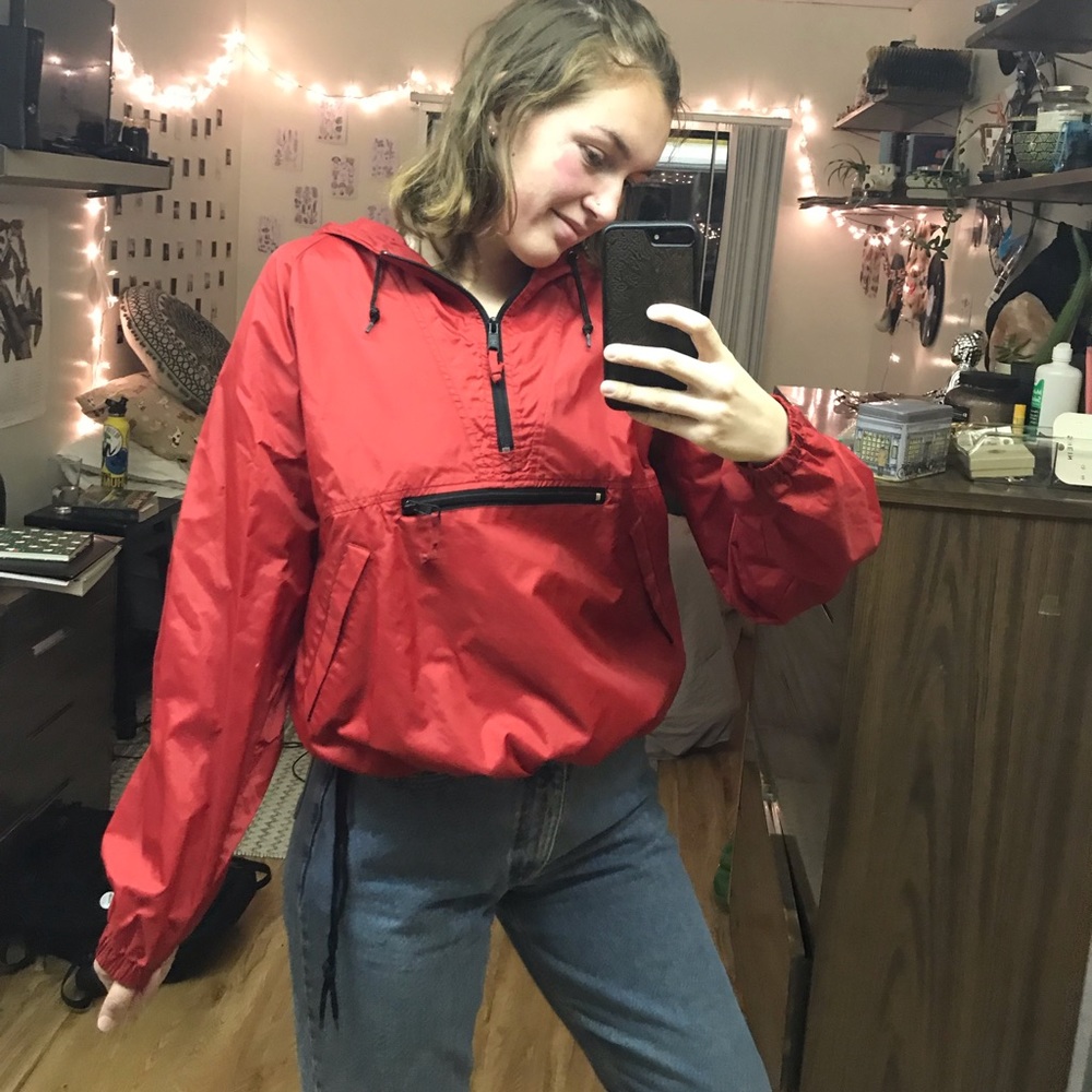 red gap windbreaker raincoat size medium